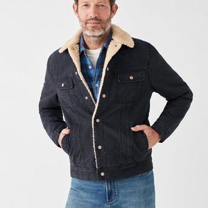 NWT Faherty Timberline Trucker Fleece /Denim Jacket Washed Blck